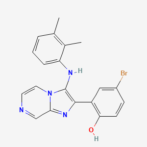 molecular formula C20H17BrN4O B1187960 4-Bromo-2-[3-(2,3-dimethylanilino)imidazo[1,2-a]pyrazin-2-yl]phenol 