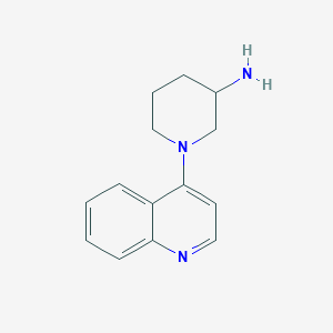 molecular formula C14H17N3 B11879659 1-(Quinolin-4-yl)piperidin-3-amine 