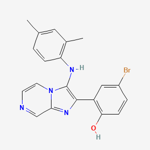 molecular formula C20H17BrN4O B1187967 4-Bromo-2-[3-(2,4-dimethylanilino)imidazo[1,2-a]pyrazin-2-yl]phenol 