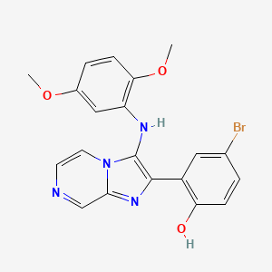 molecular formula C20H17BrN4O3 B1187968 4-Bromo-2-[3-(2,5-dimethoxyanilino)imidazo[1,2-a]pyrazin-2-yl]phenol 