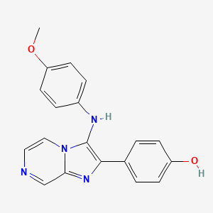 molecular formula C19H16N4O2 B1187977 4-{3-[(4-Methoxyphenyl)amino]imidazo[1,2-a]pyrazin-2-yl}phenol 