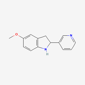 molecular formula C14H14N2O B11879832 5-Methoxy-2-(pyridin-3-yl)indoline 