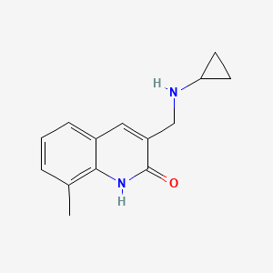 molecular formula C14H16N2O B11879978 3-Cyclopropylaminomethyl-8-methyl-1H-quinolin-2-one 