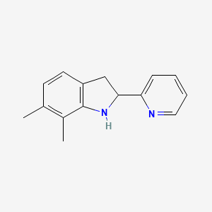 molecular formula C15H16N2 B11880014 6,7-Dimethyl-2-(pyridin-2-yl)indoline 