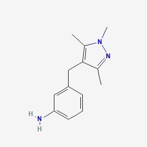 molecular formula C13H17N3 B1188019 3-[(1,3,5-trimethyl-1H-pyrazol-4-yl)methyl]aniline 