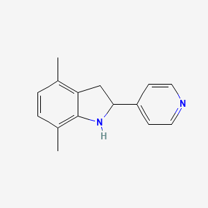 molecular formula C15H16N2 B11880316 4,7-Dimethyl-2-(pyridin-4-yl)indoline 