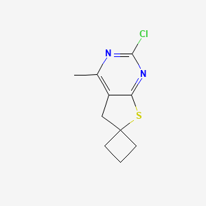 molecular formula C10H11ClN2S B11880325 2'-Chloro-4'-methyl-5'H-spiro[cyclobutane-1,6'-thieno[2,3-D]pyrimidine] 