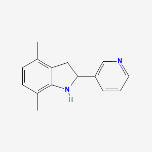 molecular formula C15H16N2 B11880382 4,7-Dimethyl-2-(pyridin-3-yl)indoline 