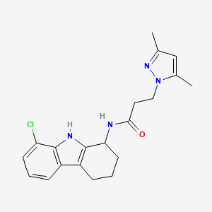N-(8-chloro-2,3,4,9-tetrahydro-1H-carbazol-1-yl)-3-(3,5-dimethyl-1H-pyrazol-1-yl)propanamide