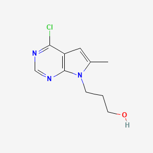 molecular formula C10H12ClN3O B11880514 3-(4-Chloro-6-methyl-7H-pyrrolo[2,3-d]pyrimidin-7-yl)propan-1-ol 