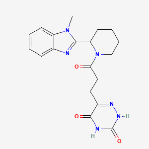 molecular formula C19H22N6O3 B1188053 3-(3,5-dihydroxy-1,2,4-triazin-6-yl)-1-[2-(1-methyl-1H-benzimidazol-2-yl)piperidin-1-yl]propan-1-one 