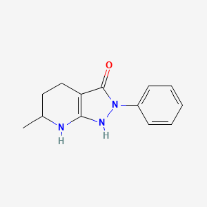 molecular formula C13H15N3O B11880584 6-Methyl-2-phenyl-4,5,6,7-tetrahydro-2H-pyrazolo[3,4-b]pyridin-3-ol 