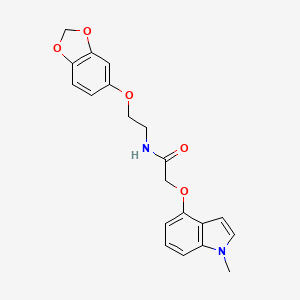 molecular formula C20H20N2O5 B1188059 N-[2-(1,3-benzodioxol-5-yloxy)ethyl]-2-[(1-methyl-1H-indol-4-yl)oxy]acetamide 