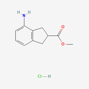 molecular formula C11H14ClNO2 B11880613 4-amino-2,3-dihydro-1H-indene-2-carboxylic acid methyl ester hydrochloride CAS No. 952526-43-1