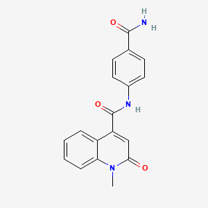 molecular formula C18H15N3O3 B1188064 N-(4-carbamoylphenyl)-1-methyl-2-oxo-1,2-dihydroquinoline-4-carboxamide 