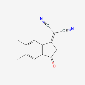 molecular formula C14H10N2O B11880656 2-(5,6-Dimethyl-3-oxo-2,3-dihydro-1H-inden-1-ylidene)malononitrile 