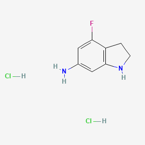 molecular formula C8H11Cl2FN2 B11880776 4-Fluoroindolin-6-amine dihydrochloride 