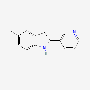 molecular formula C15H16N2 B11880947 5,7-Dimethyl-2-(pyridin-3-yl)indoline 