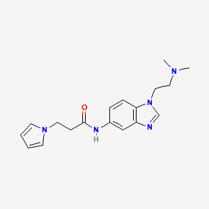 molecular formula C18H23N5O B1188106 N-{1-[2-(dimethylamino)ethyl]-1H-benzimidazol-5-yl}-3-(1H-pyrrol-1-yl)propanamide 
