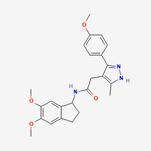 N-(5,6-dimethoxy-2,3-dihydro-1H-inden-1-yl)-2-[3-(4-methoxyphenyl)-5-methyl-1H-pyrazol-4-yl]acetamide