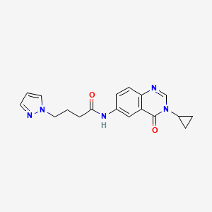 molecular formula C18H19N5O2 B1188142 N-(3-cyclopropyl-4-oxo-3,4-dihydroquinazolin-6-yl)-4-(1H-pyrazol-1-yl)butanamide 