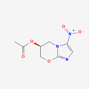 molecular formula C8H9N3O5 B11881467 (S)-3-nitro-6,7-dihydro-5H-imidazo[2,1-b][1,3]oxazin-6-yl acetate 