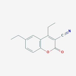 molecular formula C14H13NO2 B11881469 4,6-Diethyl-2-oxo-2H-chromene-3-carbonitrile 