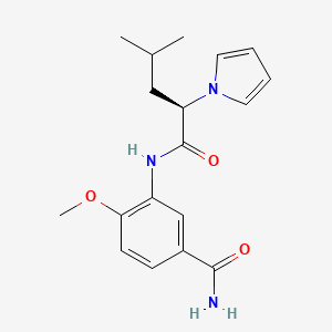 molecular formula C18H23N3O3 B1188168 4-methoxy-3-{[4-methyl-2-(1H-pyrrol-1-yl)pentanoyl]amino}benzamide 