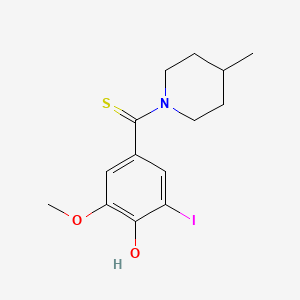 molecular formula C14H18INO2S B1188175 2-Iodo-6-methoxy-4-[(4-methyl-1-piperidinyl)carbothioyl]phenol 