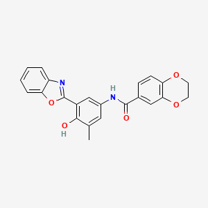 molecular formula C23H18N2O5 B1188179 N-[3-(1,3-benzoxazol-2-yl)-4-hydroxy-5-methylphenyl]-2,3-dihydro-1,4-benzodioxine-6-carboxamide 