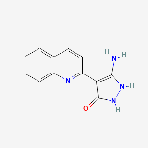 molecular formula C12H10N4O B11881863 5-Amino-4-(quinolin-2-yl)-1H-pyrazol-3(2H)-one CAS No. 62019-60-7