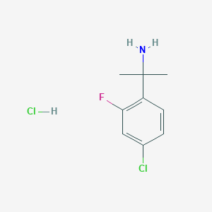 molecular formula C9H12Cl2FN B11881930 2-(4-Chloro-2-fluorophenyl)propan-2-amine hydrochloride 