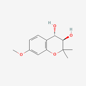 molecular formula C12H16O4 B11881999 2H-1-Benzopyran-3,4-diol, 3,4-dihydro-7-methoxy-2,2-dimethyl-, (3R-trans)- CAS No. 82864-22-0