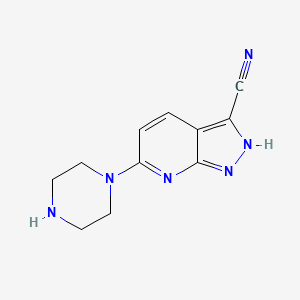 1H-Pyrazolo[3,4-b]pyridine-3-carbonitrile, 6-(1-piperazinyl)-