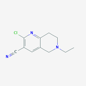 molecular formula C11H12ClN3 B11882044 2-Chloro-6-ethyl-5,6,7,8-tetrahydro-1,6-naphthyridine-3-carbonitrile 