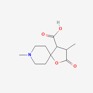 molecular formula C11H17NO4 B11882185 3,8-Dimethyl-2-oxo-1-oxa-8-azaspiro[4.5]decane-4-carboxylic acid CAS No. 801205-46-9