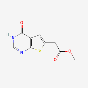 molecular formula C9H8N2O3S B11882186 Methyl 2-(4-oxo-3,4-dihydrothieno[2,3-d]pyrimidin-6-yl)acetate 