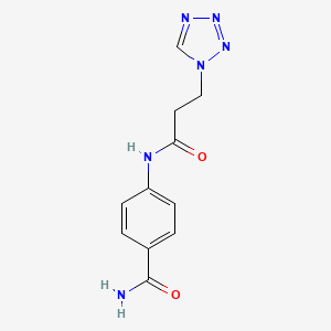 molecular formula C11H12N6O2 B1188244 4-{[3-(1H-tetrazol-1-yl)propanoyl]amino}benzamide 