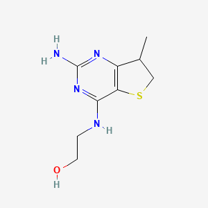 molecular formula C9H14N4OS B11882517 2-((2-Amino-7-methyl-6,7-dihydrothieno[3,2-d]pyrimidin-4-yl)amino)ethanol 