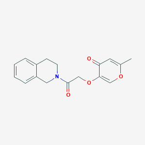 molecular formula C17H17NO4 B1188257 5-[2-(3,4-dihydroisoquinolin-2(1H)-yl)-2-oxoethoxy]-2-methyl-4H-pyran-4-one 