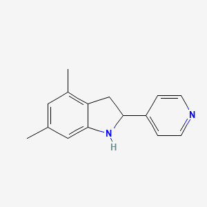 molecular formula C15H16N2 B11882605 4,6-Dimethyl-2-(pyridin-4-yl)indoline 