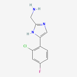 molecular formula C10H9ClFN3 B11882708 (5-(2-chloro-4-fluorophenyl)-1H-imidazol-2-yl)methanamine 