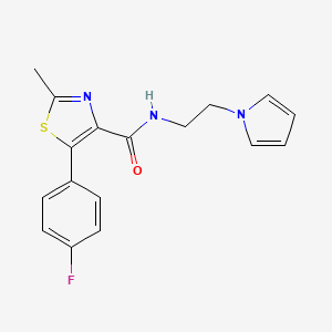 molecular formula C17H16FN3OS B1188277 5-(4-fluorophenyl)-2-methyl-N-[2-(1H-pyrrol-1-yl)ethyl]-1,3-thiazole-4-carboxamide 