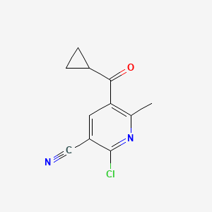 molecular formula C11H9ClN2O B11883234 2-Chloro-5-(cyclopropanecarbonyl)-6-methylnicotinonitrile 