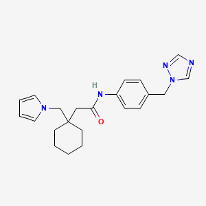 molecular formula C22H27N5O B1188329 2-[1-(1H-pyrrol-1-ylmethyl)cyclohexyl]-N-[4-(1H-1,2,4-triazol-1-ylmethyl)phenyl]acetamide 