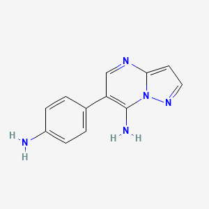 molecular formula C12H11N5 B11883404 6-(4-Aminophenyl)pyrazolo[1,5-A]pyrimidin-7-amine CAS No. 1039364-91-4