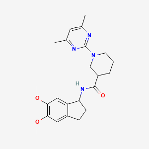 molecular formula C23H30N4O3 B1188358 N-(5,6-dimethoxy-2,3-dihydro-1H-inden-1-yl)-1-(4,6-dimethyl-2-pyrimidinyl)-3-piperidinecarboxamide 