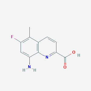 molecular formula C11H9FN2O2 B11883743 8-Amino-6-fluoro-5-methylquinoline-2-carboxylic acid 