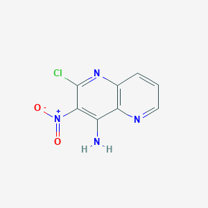 molecular formula C8H5ClN4O2 B11883906 2-Chloro-3-nitro-1,5-naphthyridin-4-amine CAS No. 89276-22-2