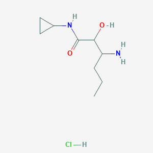 molecular formula C9H19ClN2O2 B11884021 3-Amino-N-cyclopropyl-2-hydroxyhexanamide hydrochloride 